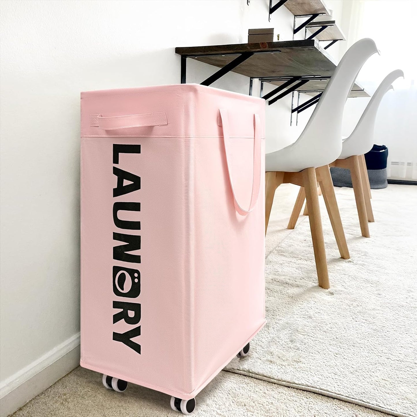 Goodpick 75L Laundry Basket with Wheels & Removable Wash Bag for Dorm | Rolling Laundry Basket with Handles for Dirty Clothes, Fodable Hamper for Laundry Room, Dorm Room Essentials, Grey