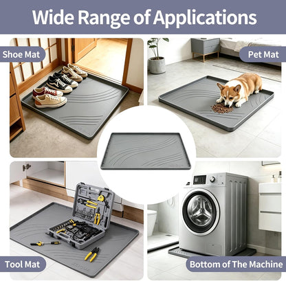 Washing Machine Pan, Drain Pan, Large 33×30/4 LBS Silicone Drain Pan, Waterproof Non-Slip Drip Tray with Raised Edge, Anti-Vibration Floor Leak Protector for Washer, Dryer and Laundry Room