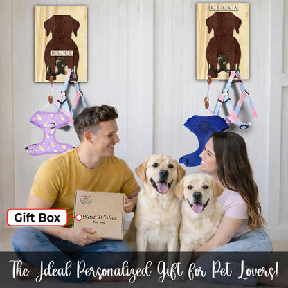 Dog Leash Holder Wall Mount, Pet Harness Hanger with Scrabble Letters, Dog Collar Organizer for Entryway, Memorial Cat Leash Holder for Wall, Pet Loss Gifts, Keepsake, Home Decor PF212-NAT