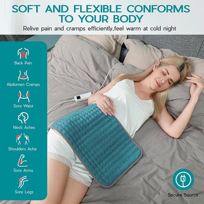 Heating Pad for Period Cramps, Heating Pad for Back/Neck/Shoulder Muscle Pain, 6 Heating&4 Timer Setting, Auto Shut Off, Dry/Moist Heat & Machine Washable, Gray Birthday Christmas Gifts for Women Mom