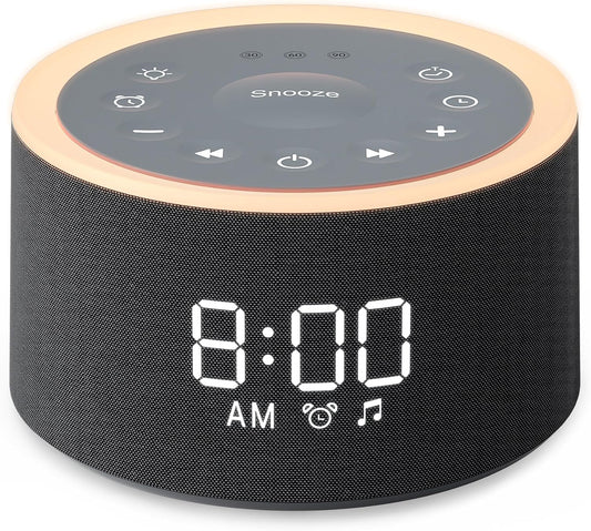 Dreamegg D1+ Sound Machine Alarm Clock, 29 Soothing Sounds with Night Light | Sound Machine for Sleep, White Noise Machine, 0-100% Dimmable, White Noise Alarm Clock for Bedrooms Adults Baby, Grey