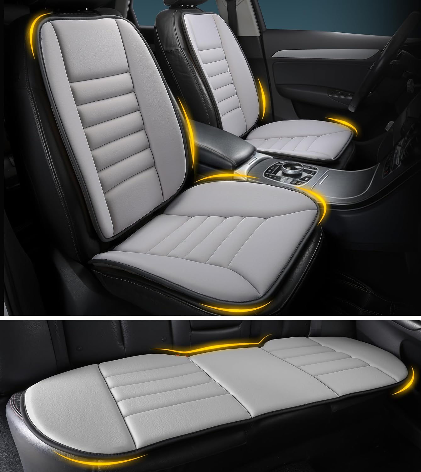 kingphenix Car Seat Cushion with Back Support Pillow, Memory Foam, Black | Memory Foam Car Cushion for Long Driving, Truck, Office Chair, Tailbone and Lower Back Support