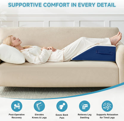 Yojoker Leg Elevation Pillows for Swelling, Memory Foam Wedge Pillow for Legs Blood Circulation, Leg Elevation Pillows for After Surgery, Knee Wedge Pillow for Sleeping Back Hip Ankles Relief