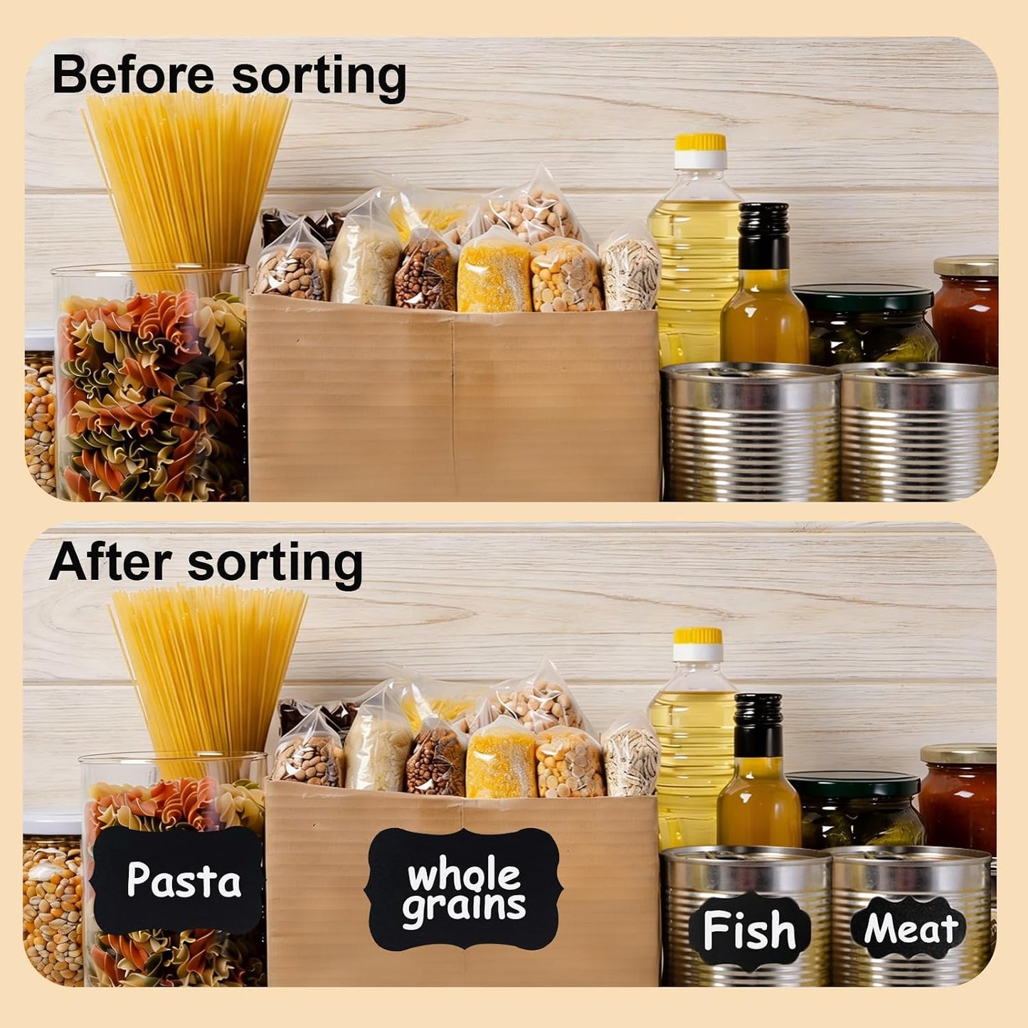 200PCS Chalkboard Labels, 13 Shapes & 3 Sizes, Reusable Blackboard Stickers | Includes 1 Liquid Chalk Marker, for Pantry Jars, Food Containers, Spice Racks & Organization