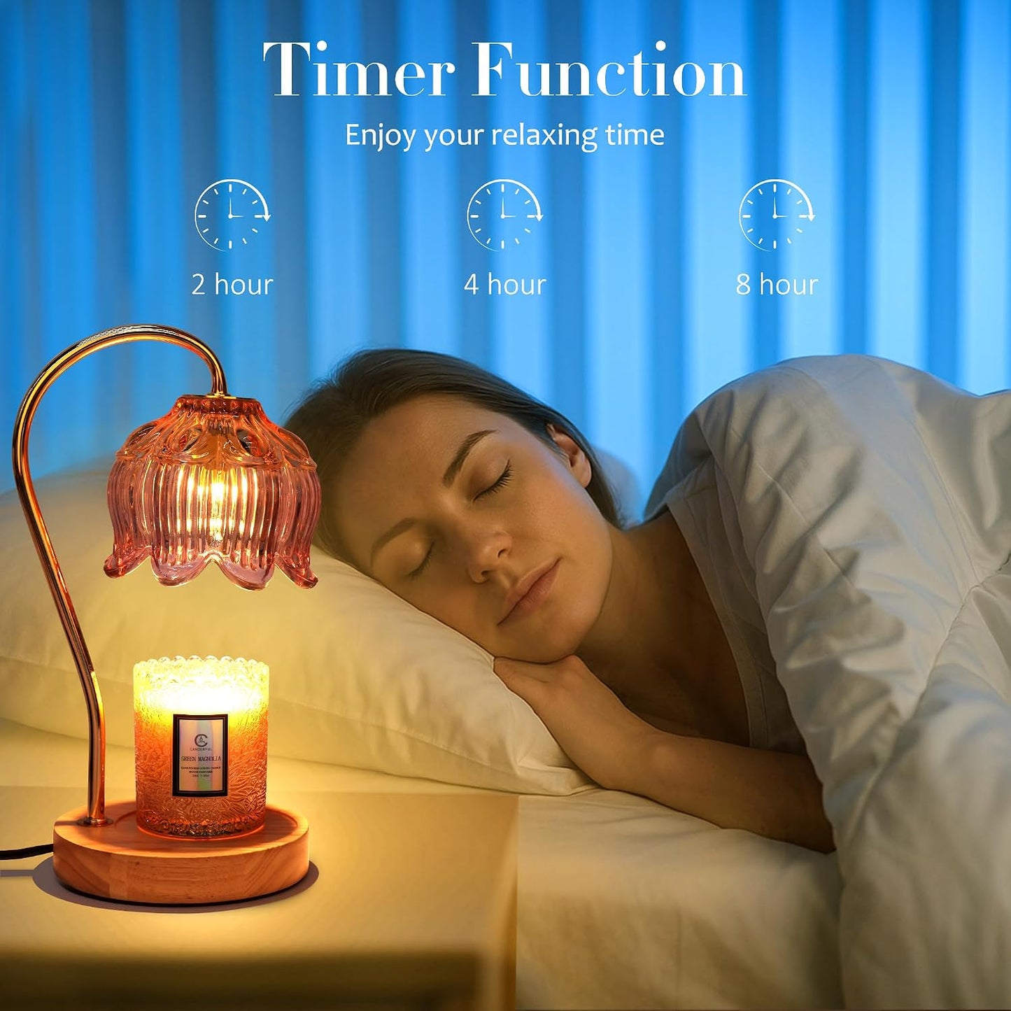 Flower Candle Warmer Lamp with Timer & Dimmer | Fits All Jar Scented Candles - Christmas & Mothers Day Gift for Women，Mom，Her