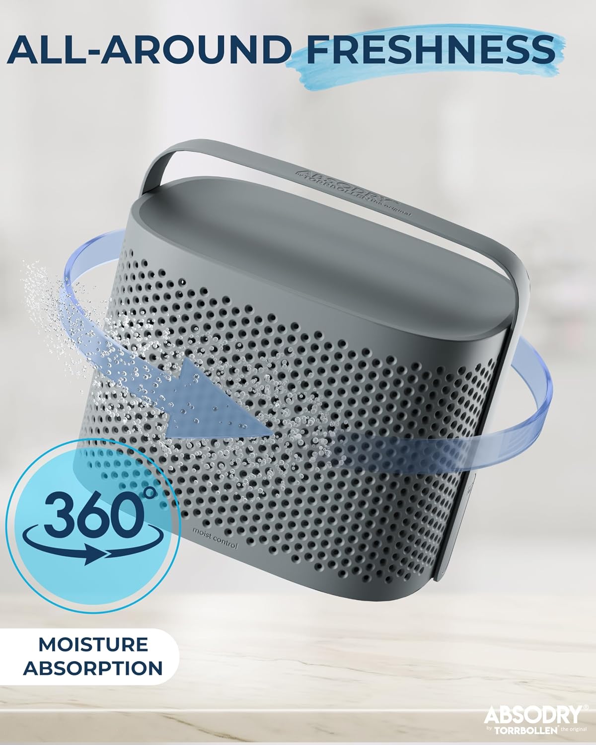 Closet dehumidifier - Absodry by Torrbollen Moisture Absorber 1.3lb Bag — Dehumidifier for Bedroom, humidity absorber, Air Freshener and Purifier for Home Up to 90 Days, 269 ft² (White)