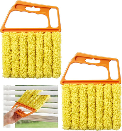 2 Pcs Blind Duster for Wood Blinds, 7 Finger Blind Cleaner Duster Tool | Microfiber & Washable for Easy Dusting (Orange)