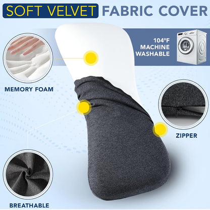 Hapiclody Lumbar Support Pillow for Sleeping Memory Foam Lumbar Pillow for Lower Back Pain Relief Back Support Pillow for Side,Back and Stomach Sleepers-Bed Wedge Bolster Pillow Bed Rest Pillow (Gray)