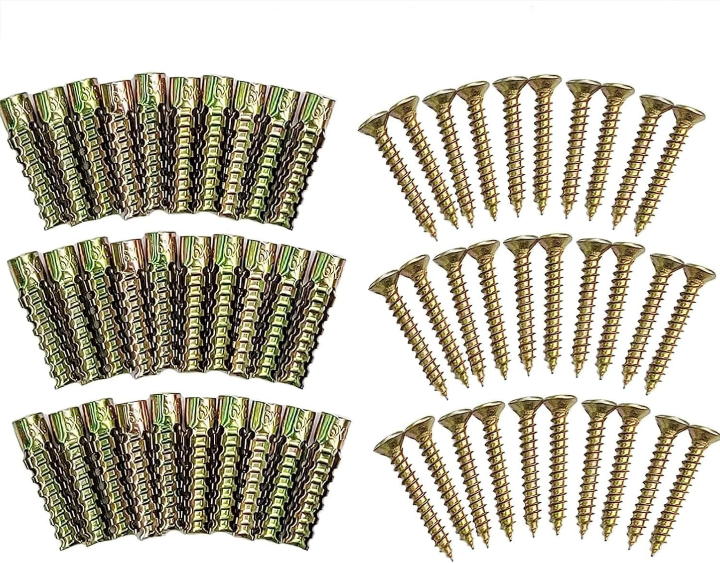 30PCS Hinge Repair Screw, 6×14mm Expansion Anchor Kit Door Hinge Thread Repair for Stripped Holes, Secure Cabinet Door Fastening with Expansion Anchors for Wood, Heavy-Duty Repair Screws