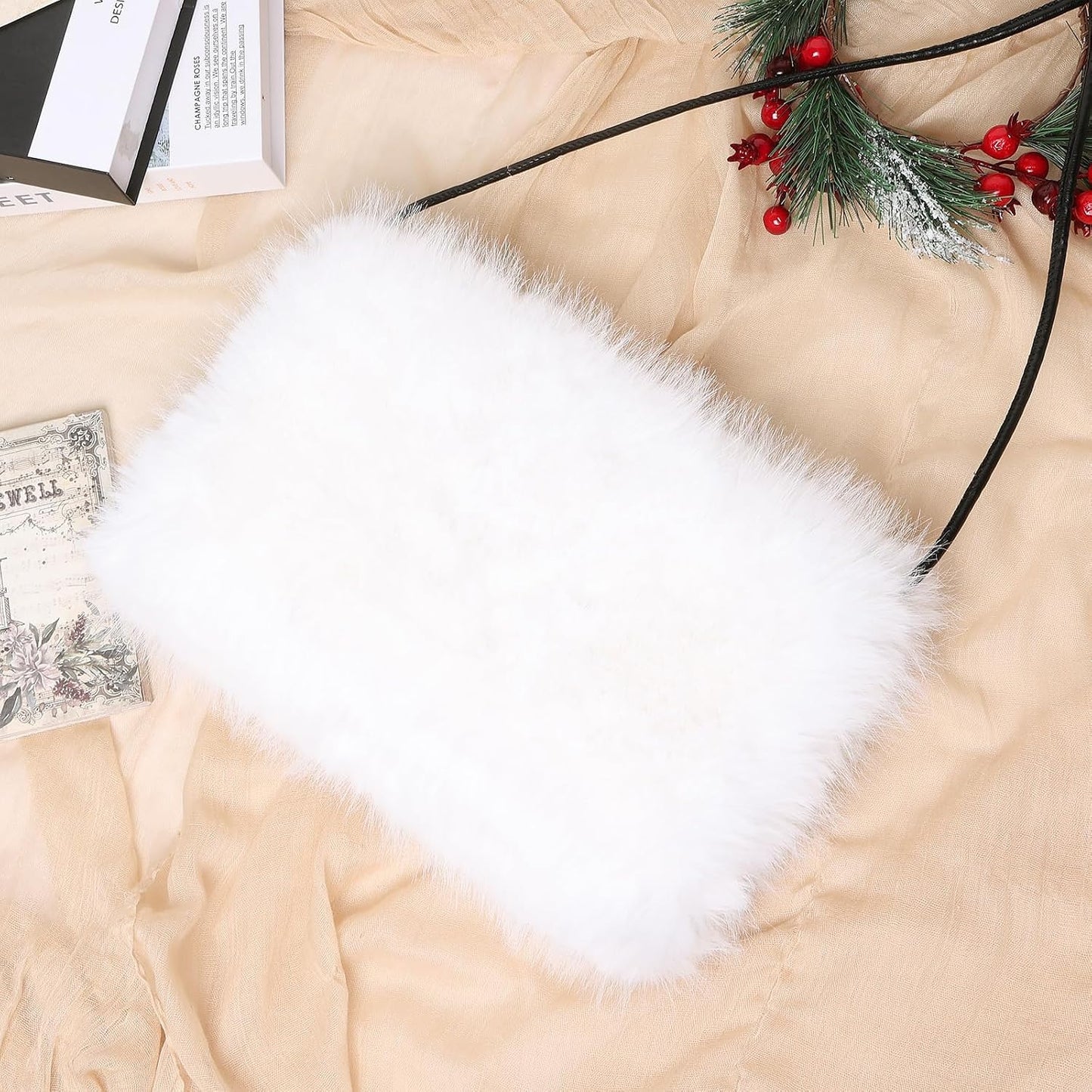 Faux Fur Hand Muffs for Women | Fuzzy Pouch Hand Warmer, For Winter Wedding, Furry Plush Hand Muffs, Elegant Luxury Chic