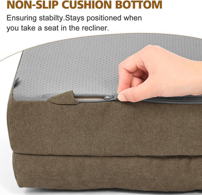 Recliner Cushion for Elderly with Lumbar Support Pillow - 20x20x5 Inch Extra Thick Recliner Seat Cushion for Seniors Relief Back Pain and Tailbone Pain from Long Sitting Non-Slip Bottom