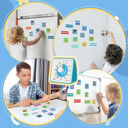 Secura 60-Minute Visual Timer, with Schedule Tasks for Kids with ADHD & Autism, Daily Routine Checklist Visual Schedule, Time Management Tool for Classroom & Home(82 Cards)