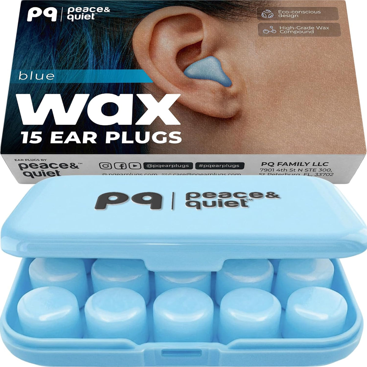 Peace&Quiet PQ Silicone Ear Plugs for Sleeping - 15 Wax Earplugs for Sleep and Swimming Ear Plugs, Soft Ear Covers for Sleeping and Water, Noise Cancelling