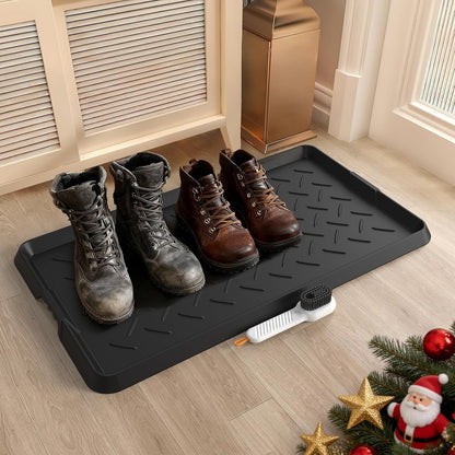 Extra Large Heavy Duty Boot Natural Rubber Shoe Mat for Entryway with Shoes Brush Large Boot Mat Multi-Purpose for Indoor or Outdoor, 16.1x 47.6 Inches