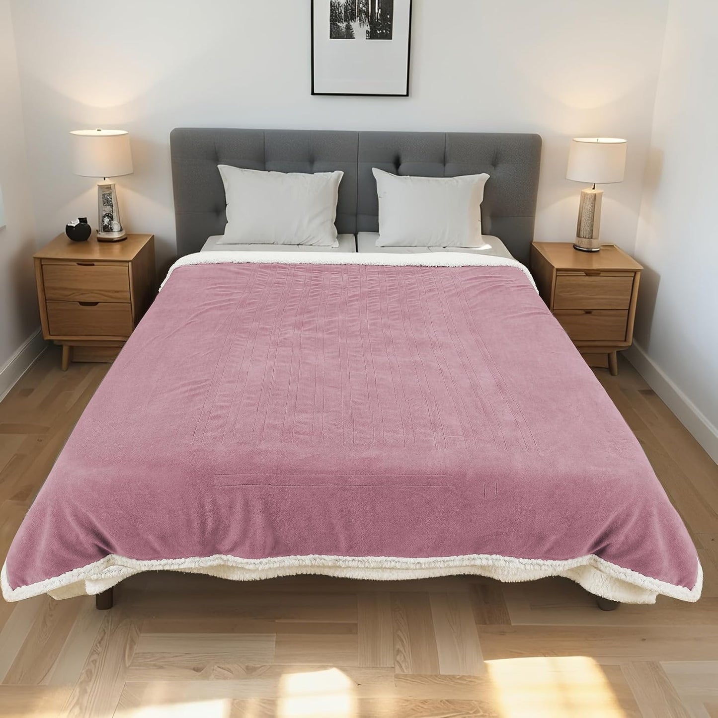 Electric Heated Blanket Full Size 72"x84" – Light Gray | ETL for Safe Overnight, 4 Heat Settings & 10H Auto Off, Dual-Sided Microplush Sherpa for Home Night, Machine washable