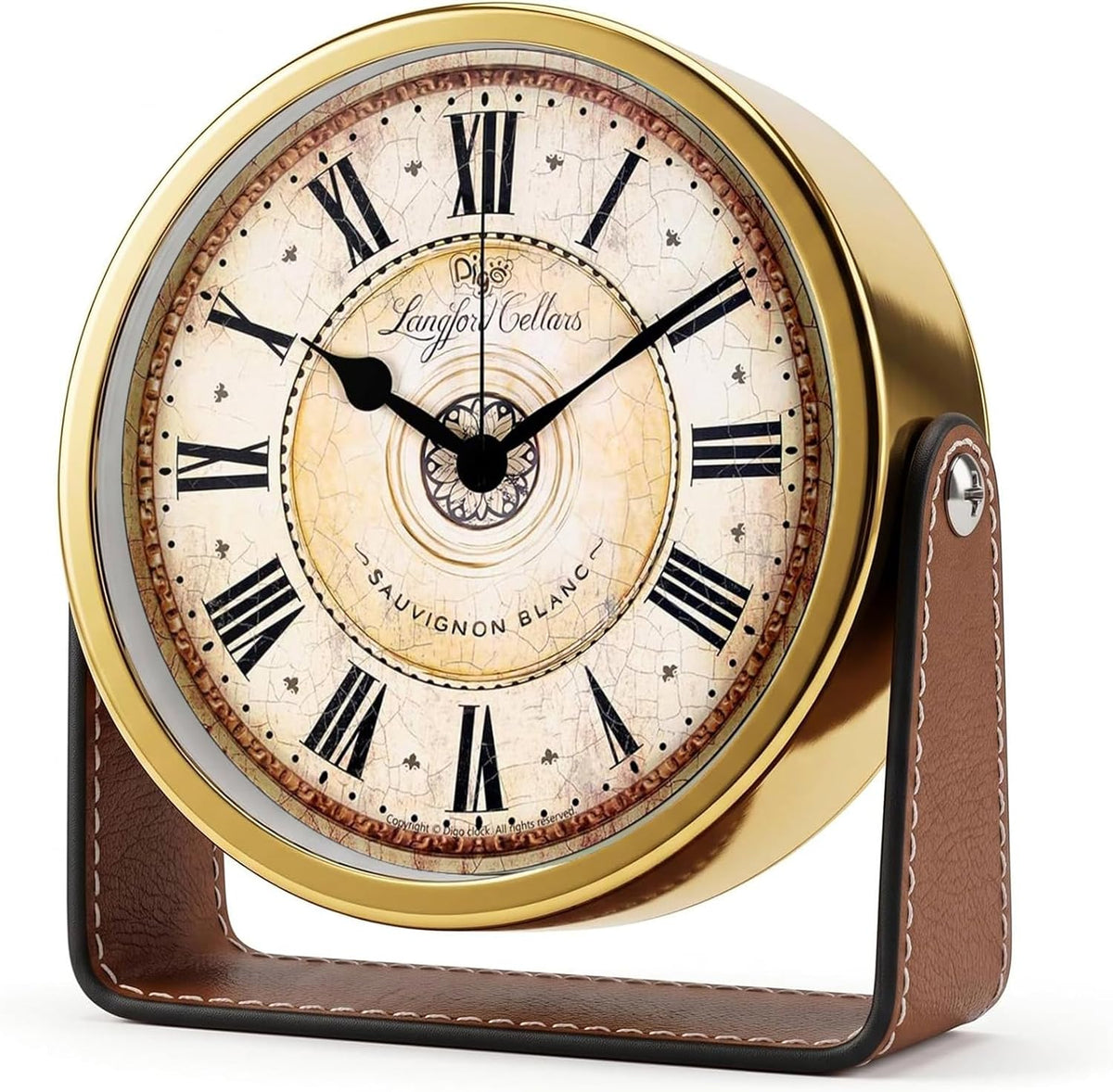Analog Alarm Clock - 4.5" Silent Non Ticking Small Clock with Light, Rotatable Stand Metal Desk Clock Battery Operated, Simple Design for Living Room Decor/ Bedroom/Bedside/Shelf (Black & White)
