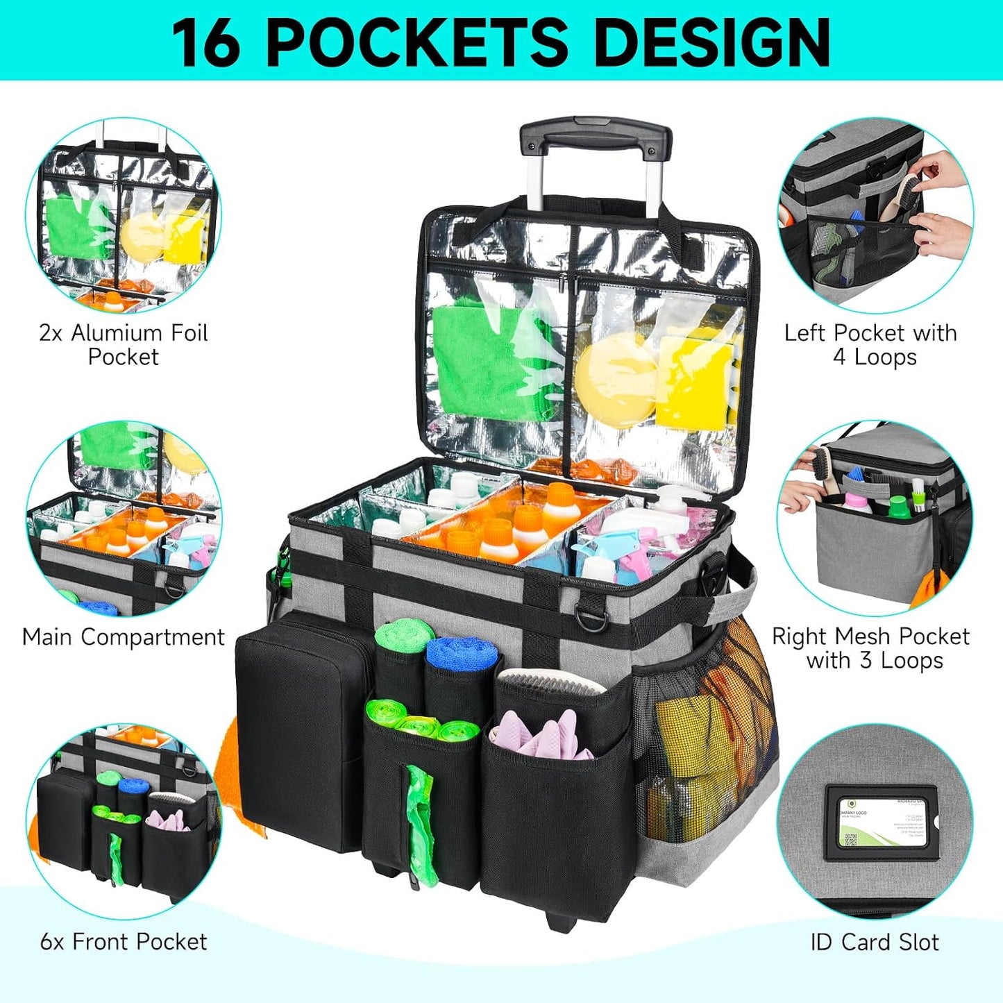 Cleaning Caddy Bag, Extra Large Cleaning Supply Bag for Housekeepers,Black | Sturdy Cleaning Caddy Organizer for Cleaning Supplies with Handle and Adjustable Shouder Strap, Easy to Clean Design