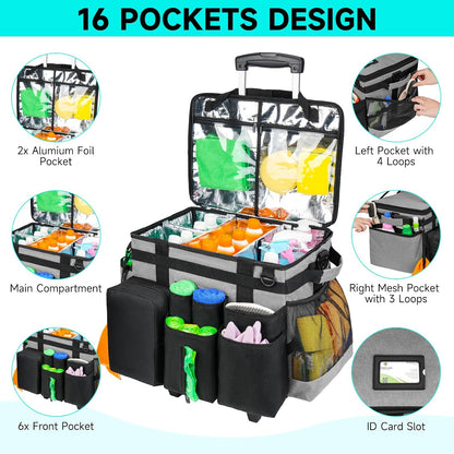 Cleaning Caddy Bag, Extra Large Cleaning Supply Bag for Housekeepers,Black | Sturdy Cleaning Caddy Organizer for Cleaning Supplies with Handle and Adjustable Shouder Strap, Easy to Clean Design