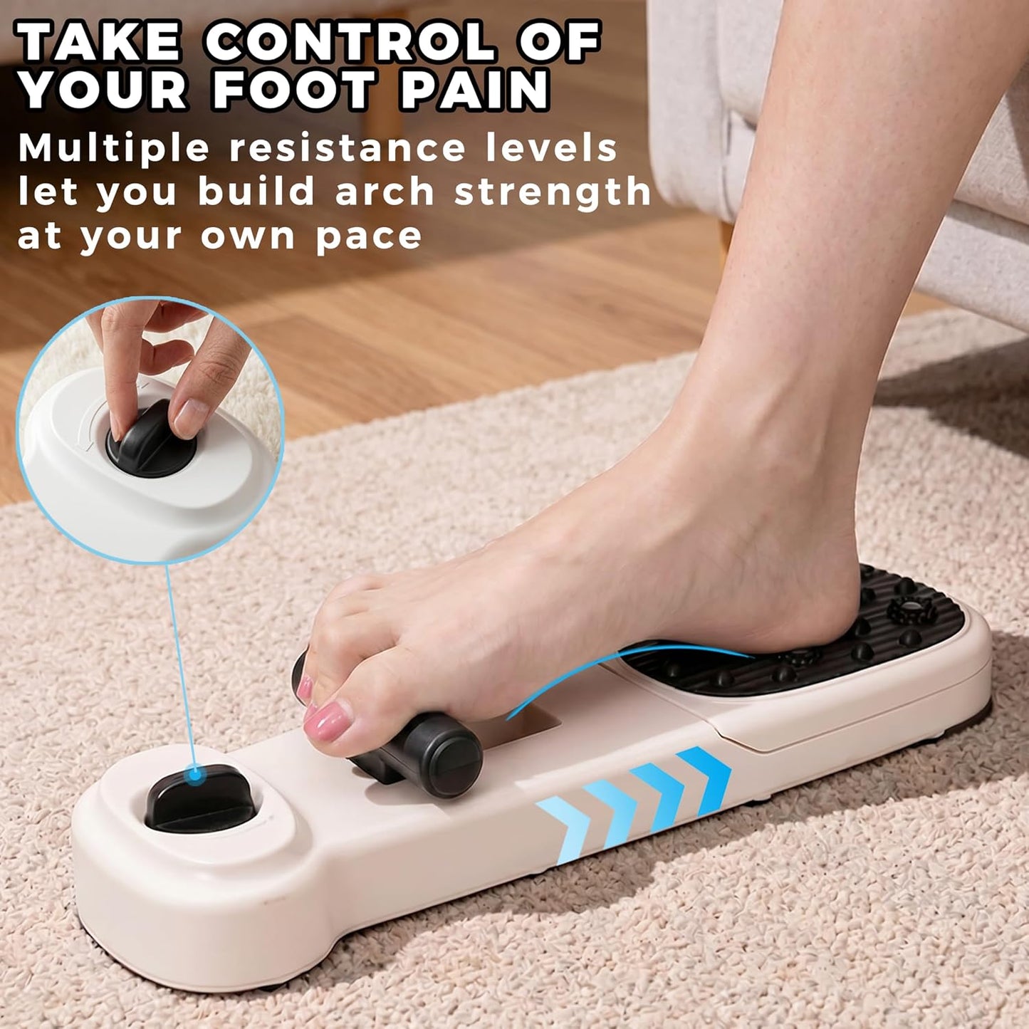 Foot Arch Trainer, Flat Feet Corrector & Plantar Fasciitis Relief | 2-in-1 Massager & Stretcher, Adjustable Resistance, Arch Support, Heel Pain, Toe Stretch, Non‑Slip, Physical Therapy