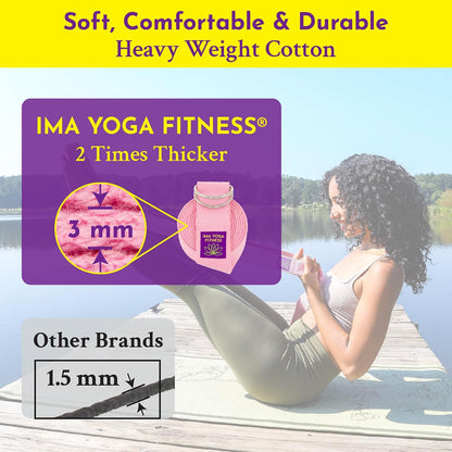 Adaptive Yoga Strap for Stretching - Extra-Wide 2 Inches 100% Cotton Stretch Strap with Steel D-Rings for Physical Therapy, Pilates & Flexibility - Storage Pouch & E-Book