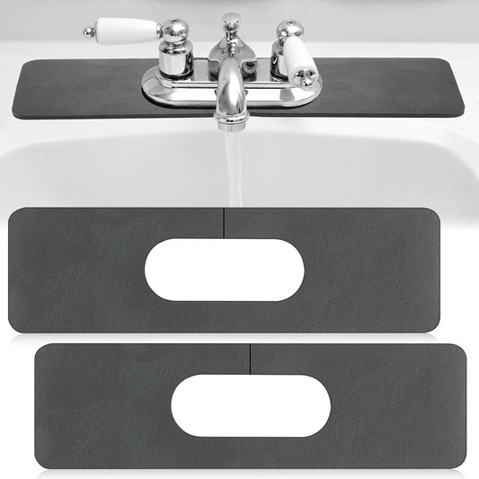 Tioncy 2 Pcs Faucet Mat Bathroom Sink Splash Guard, Dark Gray