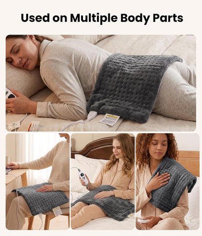 Electric Heating Pad for Back, Cramps, Shoulder, Moist & Dry Heat, 12"x24"