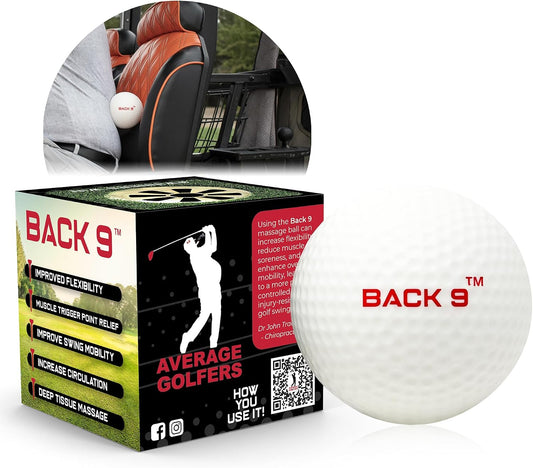 BACK 9 Golfers Massage Ball - for Myofascial Release, Trigger Point Therapy, Muscle Knots, and Yoga Therapy. Golf Accessories - Golf Traing Aid - Golf Balls - Golf Gifts