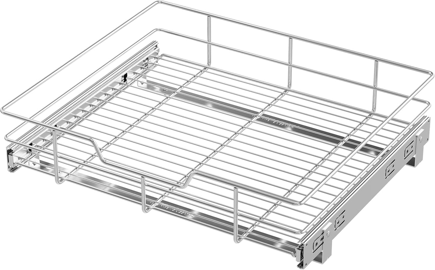 Pull Out Cabinet Organizer 15" W X 22" D, Chromed, Full Slide Out Drawers | For Kitchen Organizers and Storage, Pull Out Drawers For Cabinets Capacity Heavy Duty Caddy, Cabinet Shelves, Bathroom Pantry