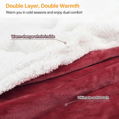 Catalonia Sherpa Wearable Blanket with Sleeves and Pocket for Adults