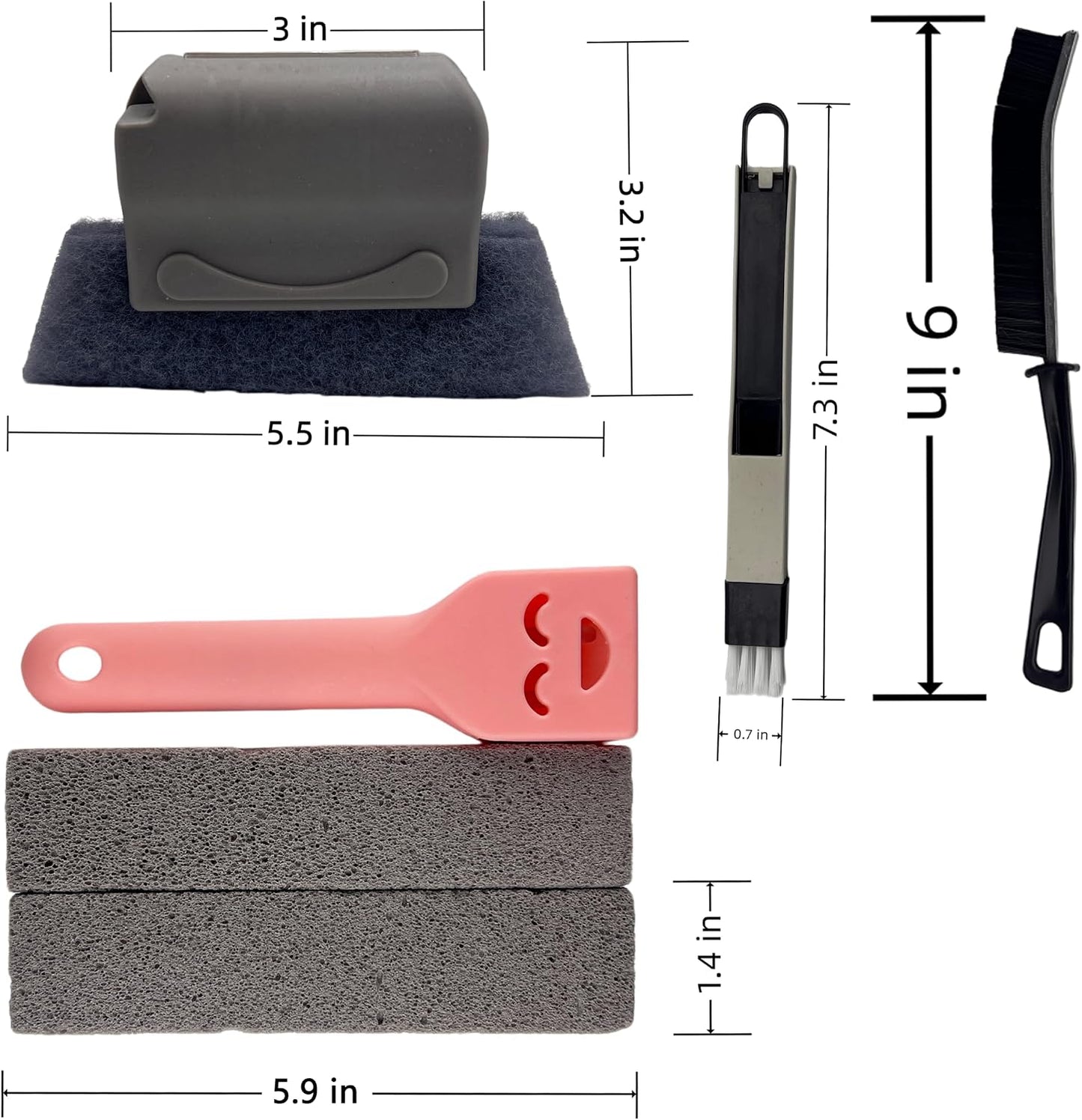 Window Track Cleaning Tool Set, 4Pcs Washable Sponge Brushes with Corner Scraper & Detachable Head, Deep Clean for Window Grooves, Sliding Doors, Tile Grout, Air Vents & Keyboard Gaps