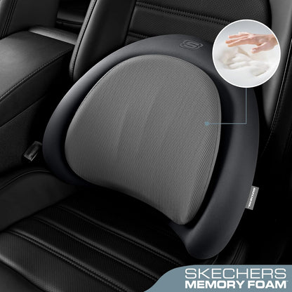 Skechers Lumbar Pillow Premium Memory Foam,Double-Layer-Office Chair Cushion for Tailbone Pain Relief,Butt Pillow for Office Chair,Car seat Cushion,Long Sitting Office Workers,and Car Drivers,Black