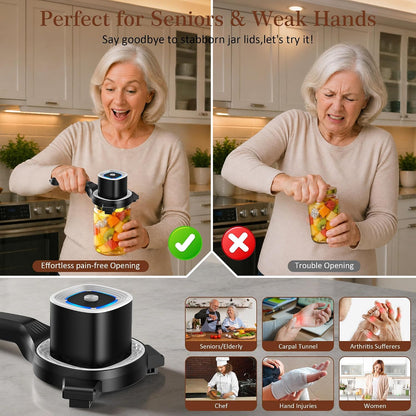 Electric Jar Opener for Seniors with Auto-Adjusting Gripper,Fit 1"-3.5" Cap | Rechargeable Jar & Bottle Openers for Weak Hands and Arthritis, Easy Twist Off Lid Opener with Rubber Gripper Pad，Red