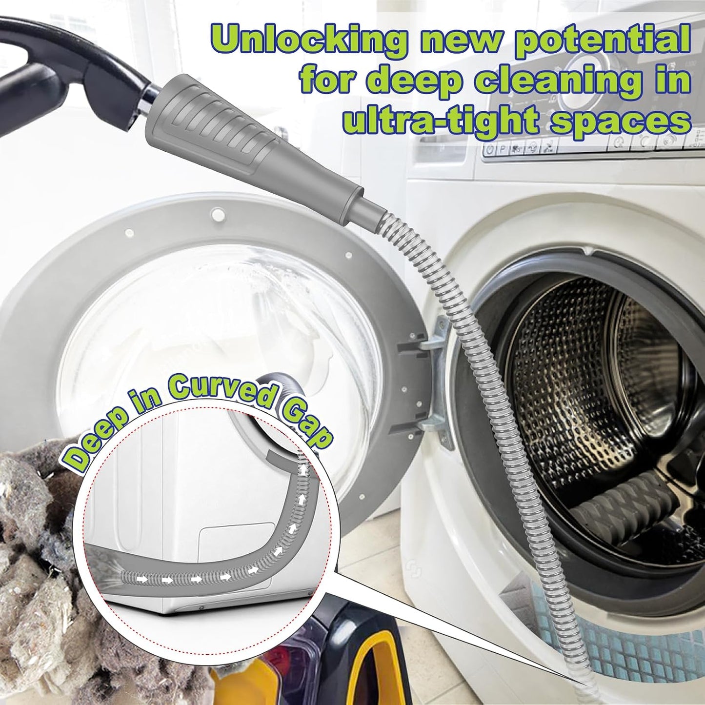 Sealegend 2Pcs Dryer Vent Cleaner Kit - Vacuum Hose Attachment & Brush Blue | Fits Most Vacuums, Slim Round Hose Reaches Tight Spaces, Removes Stubborn Lint & Dust from Dryer Vents, Filters, Coils