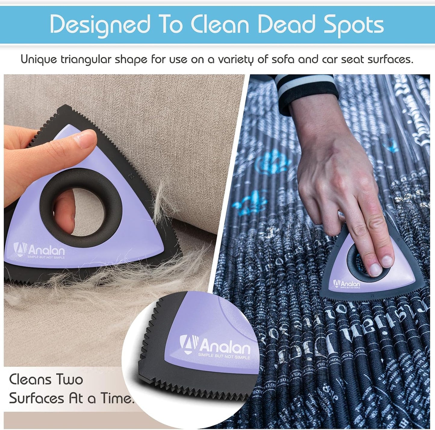 Mini Pet Hair Remover for Car Detailing Dog Hair Tool Brush(Black) | Deep Cleaning, Reusable Rubber, Gentle on Fabrics, Triangle Design For Car Interiors, Couch, Rugs, Carpet, Mats & Furniture