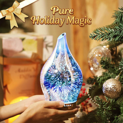 Porseme Oil Diffuser 3D Glass Aromatherapy Ultrasonic Humidifier, Air Refresh Auto Shut-Off, Timer Setting, BPA Free for Home Hotel Yoga Leisure SPA Gift 150ml Last 6H - Colors A