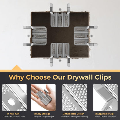 32 Pack Drywall Repair Clips,Easy Install Drywall Clip, Drywalls Patch Clip | Drywall Repair Kit for Damaged Wall and Sheetrock, Metal Drywall Clips for Backing, Drywall Fasteners For 1/2" & 5/8" Panels
