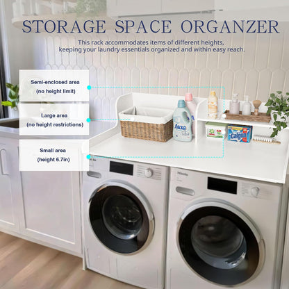 DTK Washer Dryer Wood Countertop with Shelf, Laundry Topper with Non-Slip Mat,27.55" Depth x 54" Width Dryer Covers for The Top with Edge Rails, Black