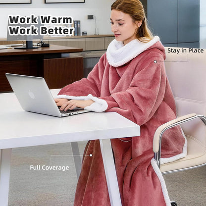 IFNOW Sherpa Wearable Blanket with Sleeves, Oversized Snuggle Robe, Purple | 430GSM Thick, 55x69", Big Pocket, TV Blanket,Fall Winter Dorm Essentials or Office, Christmas Birthday Gifts for Women Men