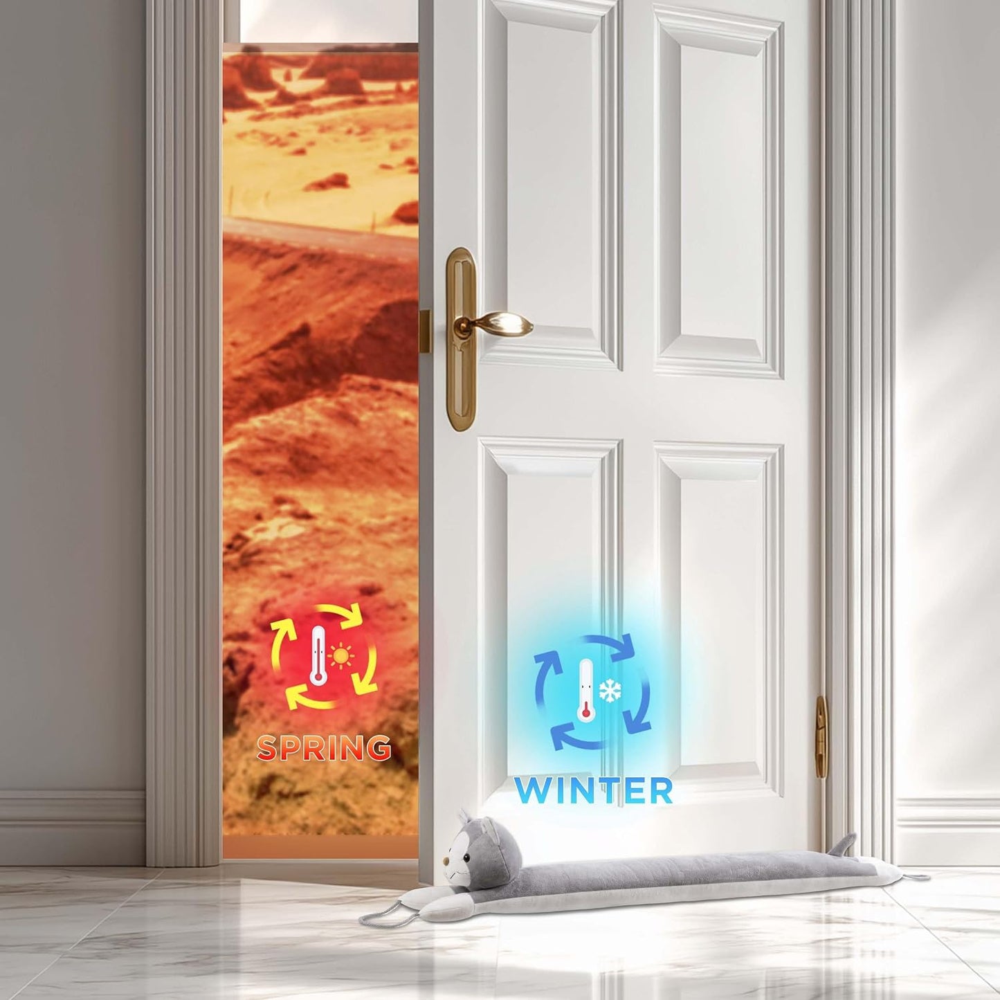 Door Draft Stopper Blocks Hot and Cold Air, 38", Yellow Dog | Blocks Wind and Noise, Weighted Sand and Cotton Filling, Convenient Hanging Loop for Storage, Adorable Animal Design