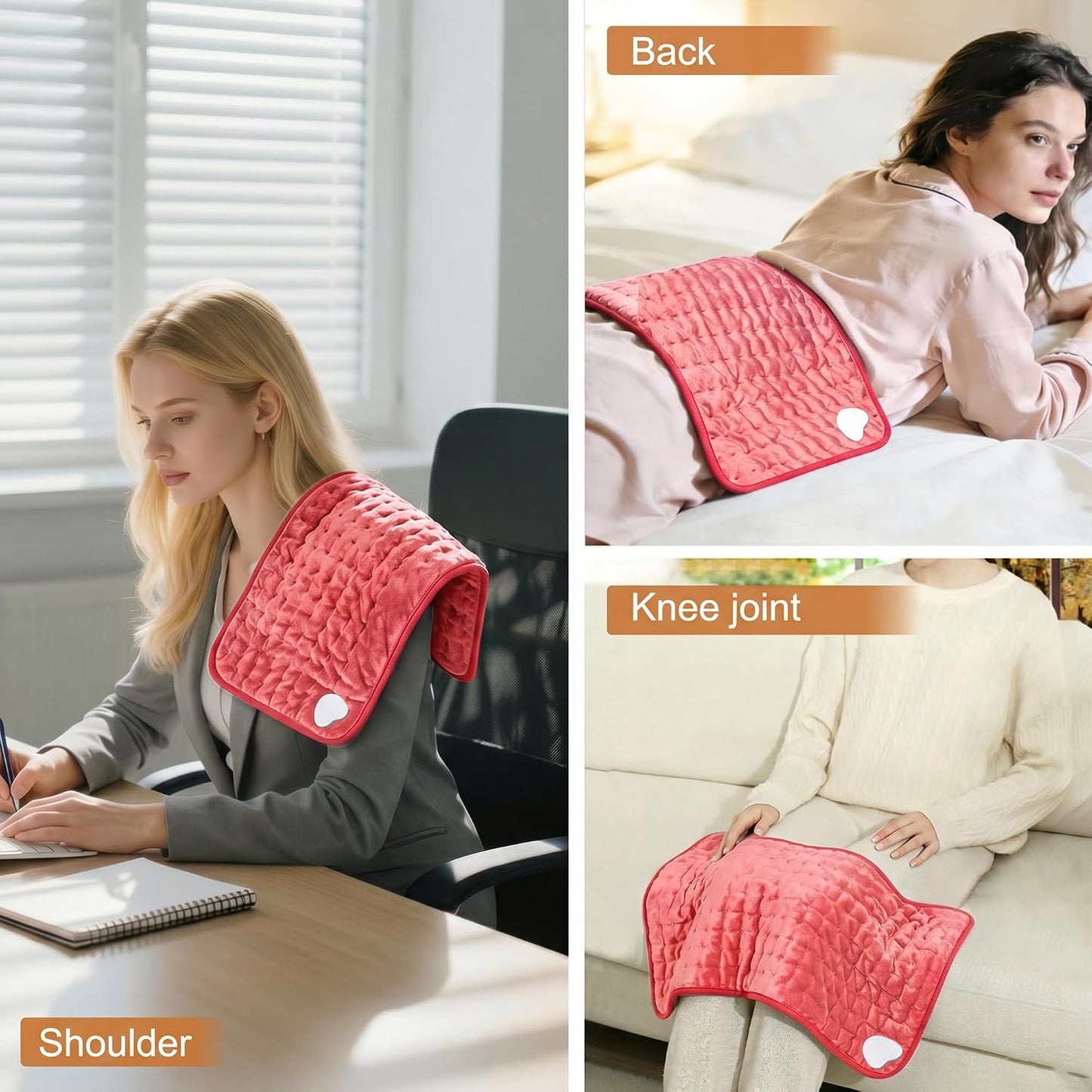 Electric Heating pad with 6 Heat Settings, Auto Shut Off, Dry Electric Heating for Back Neck Knee Arms Legs Shoulder Heat Pads for Christmas Birthday Father Mother's Day (24"X12", Gray Green)