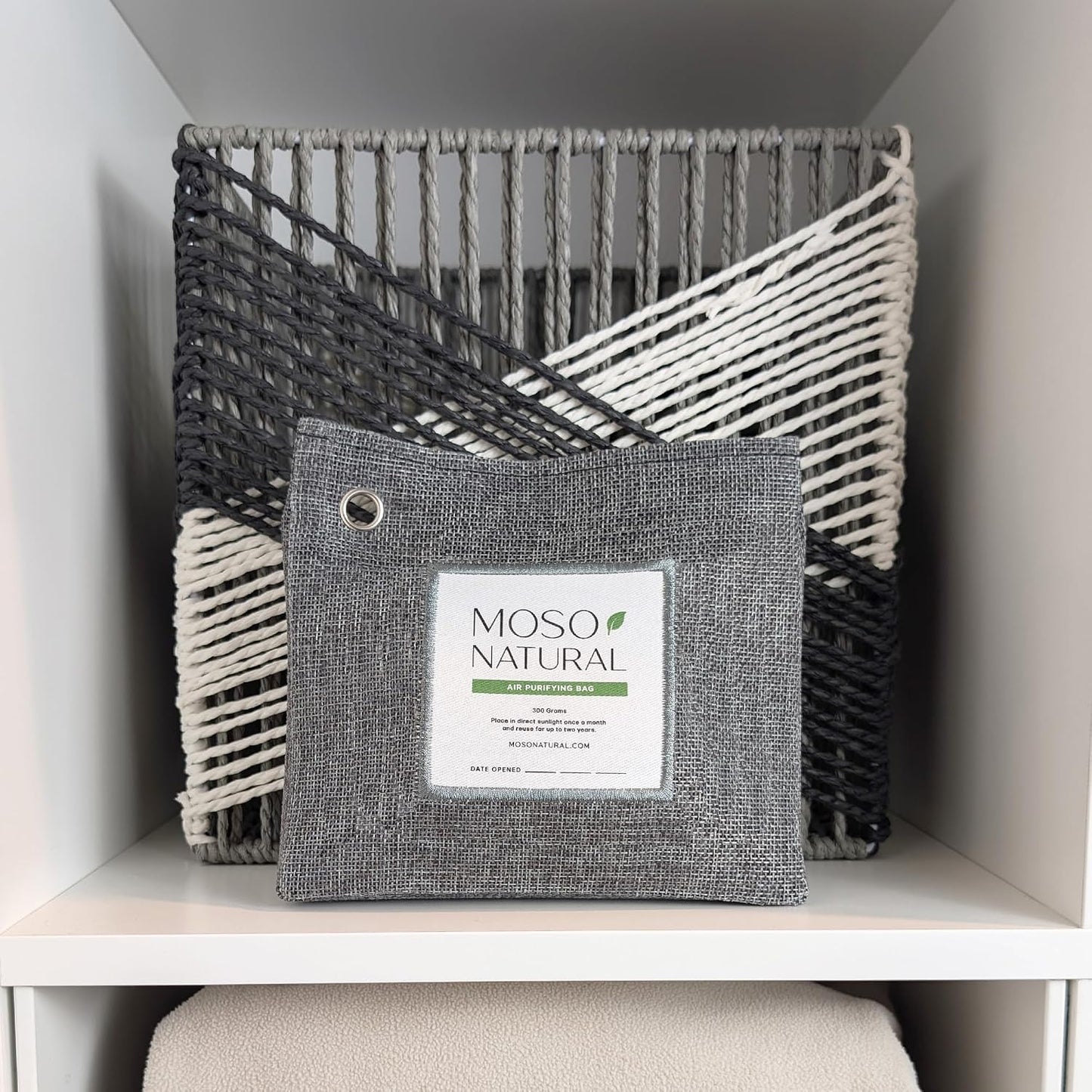 Moso Natural Air Purifying Bag 300g, Premium Charcoal Odor Absorber & Deodorizer for Closets, Bathrooms & Small Spaces — Lasts 2 Years, Pet Odor Eliminator for Home, Unscented Bamboo Charcoal Bag