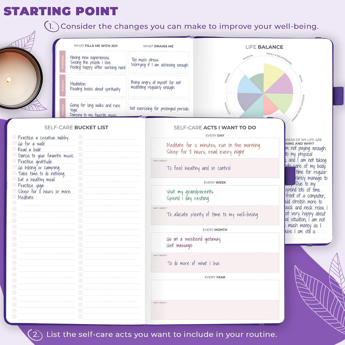 Clever Fox Self-Care Journal for Women, Daily Planner 5.8x8.3 Mystic blue