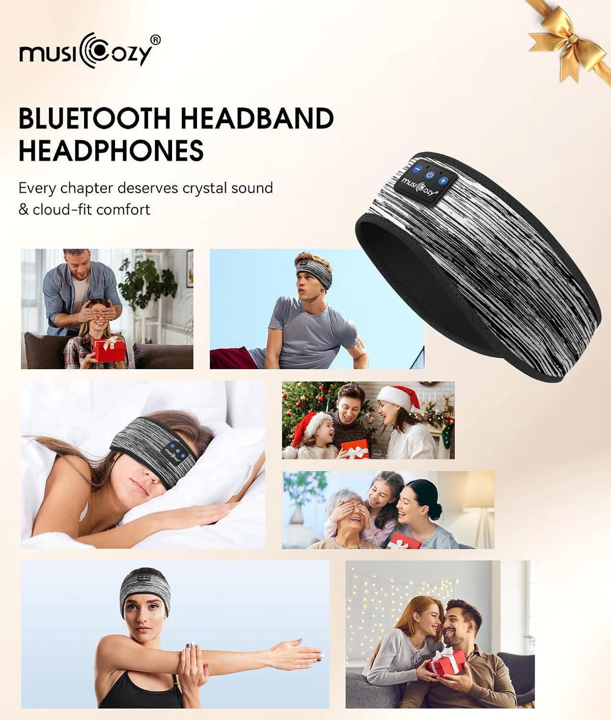 MUSICOZY Bluetooth 5.4 Sleep Headphones Headband Sports Wireless Audio