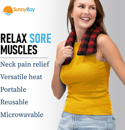 SunnyBay Microwavable Heating Pads, Microwavable Moist Heated Neck and Shoulder Wrap, Versatile Weighted Beanbag Cold Pack or Warm Compress, 2.2 lbs, 26x4 Inches, Navy Blue