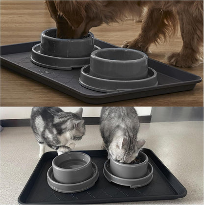 PetLike Boot Tray for Entryway Indoor, Pet Food Mat, 23 x 15.5 inch 2 Packs, Waterproof Rubber Shoe Tray for Indoor and Outdoor, Multi-Purpose Trays for Boots, Shoes, Pets, Garden