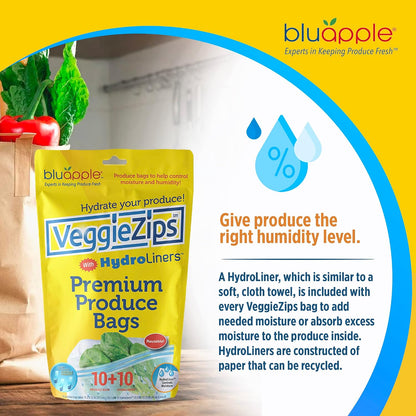Bluapple Produce Saver Ethylene Gas Absorber - Fresh Fruit & Vegetable Storage for Refrigerator Crisper, Shelves & Fruit Bowls, Produce Keeper, Fruit Saver, Kitchen Must Haves, BPA-Free - 2-Pack
