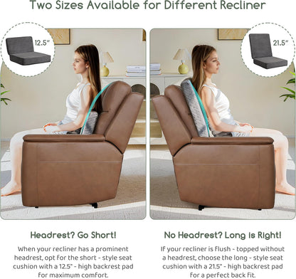 HIGOGOGO Corduroy Recliner Chair Cushion with Lumbar Support Pillow Soft Non-Slip 4" Thick Seat Pad Prevent Buttocks & Back Pain in Seniors (Beige, 12" Backrest)