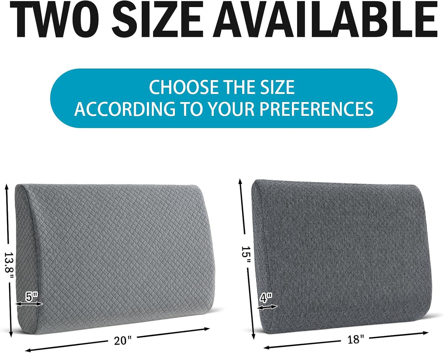 HOMBYS Lumbar Support Pillow for Recliner Chair, Memory Foam Back Support Cushion for Elderly,Extra Large Lumbar Support Pillow,Thick Backrest for Home Reading (Grey, 20“x13.5"x5")