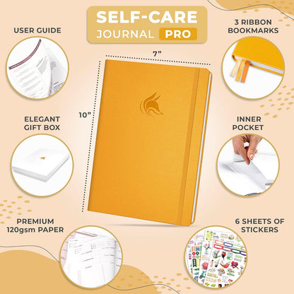 Clever Fox Self-Care Journal PRO for Women, Mental Health, Seashell | Guided daily life reflection, wellness, gratitude, and mood prompts, habit tracker, 7x10 in, eco leather hardcover