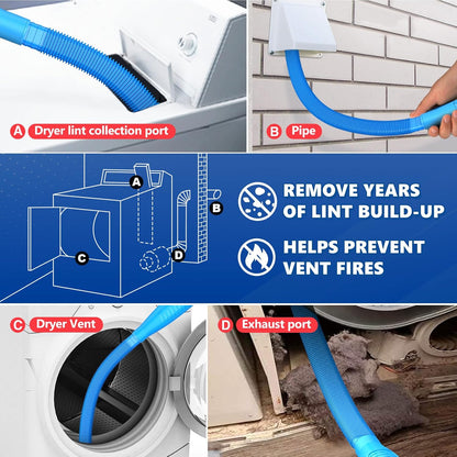 Sealegend Dryer Vent Cleaner Kit with Vacuum Hose Attachment & Brush Blue | Fits Most Vacuums, Loosens Stubborn Lint & Removes Hidden Dust, for Dryer Vents, Refrigerator Coils & Narrow Gaps